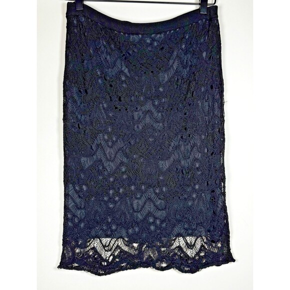 Eileen Fisher Skirt Womens Small Lace Knit Pull On Stretch Midi Viscose Nylon - Picture 6 of 12